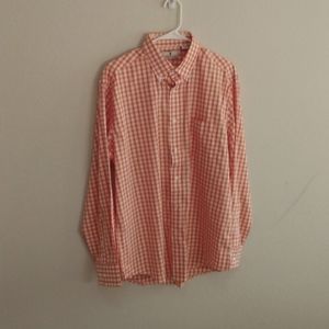Men's Southern Pines button down in orange and white check. Size L.